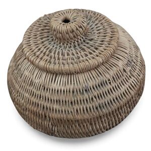 Small Handwoven Small Round Basket with Lid